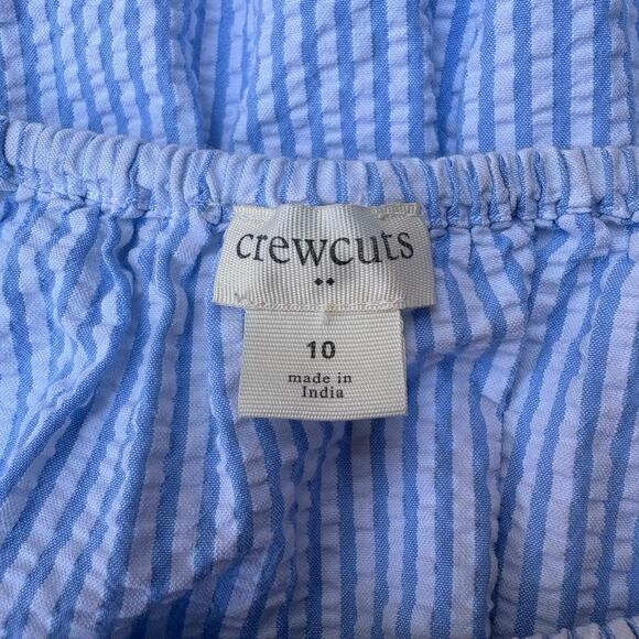Crewcuts J. Crew Seersucker Dress Girls 10 Blue Striped Smocked Preppy Coastal - Picture 4 of 10